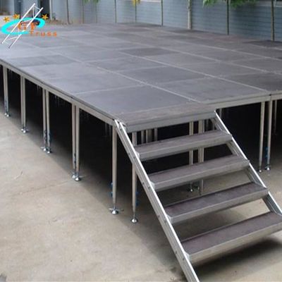 Cepat merakit panggung acara platform panggung aluminium sederhana yang tahan lama dan dapat disesuaikan 4 kaki