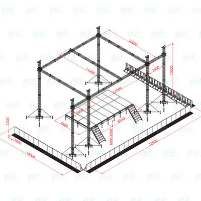 Aluminium Truss Tahap Truss Konser Panggung Sistem Truss Roof 290mm * 290mm Truss dibuat di Cina Guangzhou Truss
