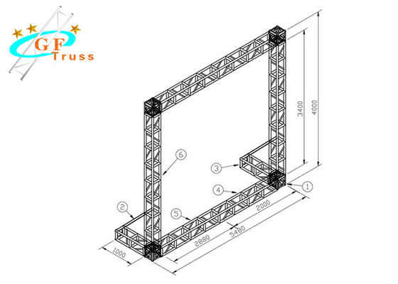 Screw Square Lighting Truss Untuk Pesta Pernikahan 300 * 300 Mm Ringan