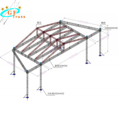 Sistem Truss Panggung Aluminium 6061-T6 Tugas Berat 520 * 760mm