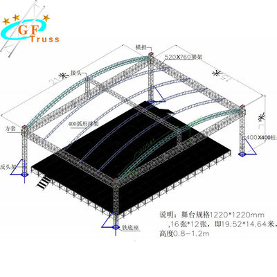 Rangka Atap Aluminium Luar 6061-T6 Dengan Tabung Penjepit 30 * 2mm