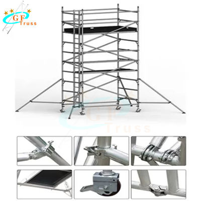 OEM Aluminium Scaffold Tower 6m Platform Tinggi Dengan Outriggers