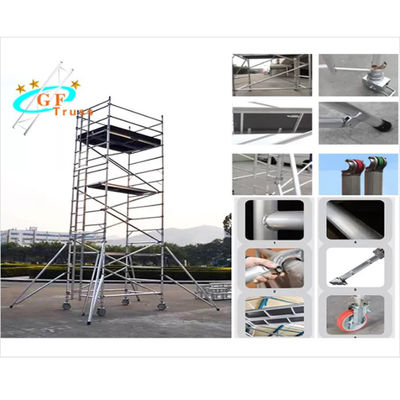 OEM Aluminium Scaffold Tower 6m Platform Tinggi Dengan Outriggers